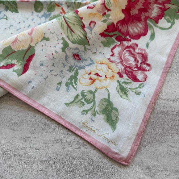 Ralph Lauren Floral Scarf in Red, Yellow, and Green - Picture 5 of 5